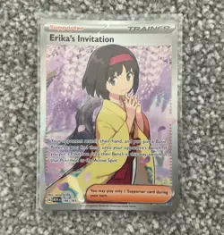 Pokemon Card - Erika's Invitation 196/165 Full Art Trainer Holo Rare - NM - Image 1