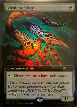 Light Play, English MTG Foil Virulent Sliver - Foil - Extended Art Secret Lair D - Image 1