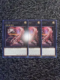Yugioh 3x K9-OO "Hound" JUSH-EN036 Rare 1st Edition Near Mint - Image 1