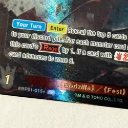 Godzilla Card Game EBP01-015+ SP Godzilla (Fest Godzilla) Holo Foil NM - Image 2