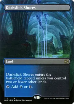 Darkslick Shores Borderless Alt Art Phyrexia: All Will Be One NM MTG - Image 1