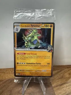 Team Rocket's Tyranitar 096/182 Sealed | Destined Rivals | Pokemon Center Stamp - Image 1