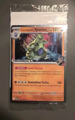 Team Rocket's Tyranitar 096/182 Sealed | Destined Rivals | Pokemon Center Stamp - Image 1