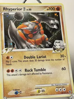 Rhyperior 32/111 Rising Rivals Holo Rare Pokemon TCG EX MP - Image 3