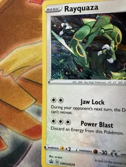 2x Swirl Rayquaza SWSH029 Cosmos Holo Black Star Promo Pokemon Sword & Shield NM - Image 3