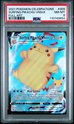 2021 POKEMON CELEBRATIONS SURFING PIKACHU VMAX PSA 8 #009/025 - Image 1