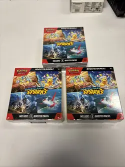 LOT OF 3 Pokemon TCG Scarlet And Violet Surging Sparks Booster Bundle Sealed - Image 1