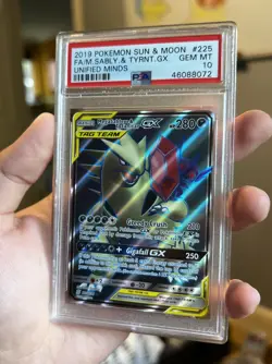 2019 POKEMON SUN MOON UNIFIED MINDS MEGA SABLEYE TYRANITAR GX FA PSA 10 #225 - Image 1