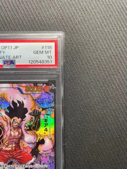 PSA 10 One Piece Card Monkey D. Luffy Gear4 Manga Alt OP11-118 Fist of Divine - Image 3
