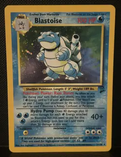 SWIRL Blastoise Pokemon Card Holo WOTC 2/130 Base Set 2 Rare Vintage 2000 NM - Image 1