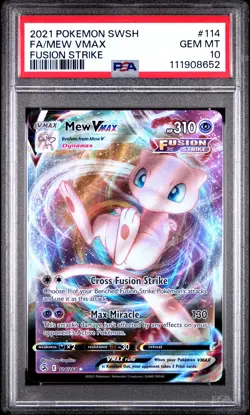 2021 POKEMON SWORD & SHIELD FUSION STRIKE #114 FULL ART/MEW VMAX PSA 10 - Image 1