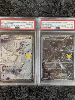 2021 Pokemon Celebrations Reshiram #113 & Zekrom #114 PSA 10 Set - Image 1