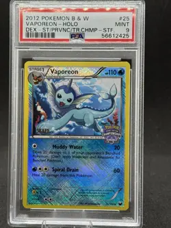 Pokemon VAPOREON 2012 STATE Championships STAFF Promo Holo #25 PSA 9 Mint - Image 1