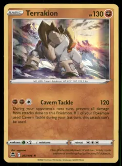 Terrakion HOLO R 2022 Pokemon Sword and Shield Silver Tempest Reverse Foil #97 - Image 1
