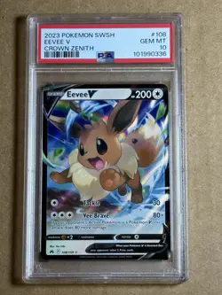 PSA 10 Eevee V 108/159 Crown Zenith FA Full Art HOLO Rare Pokemon Card GEM MINT - Image 1