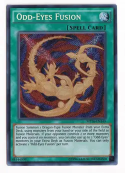 Yugioh Odd-Eyes Fusion MP16-EN149 Secret Rare Unlimited Ed NM - Image 1