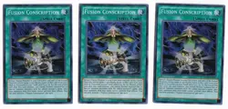 Yugioh - Fusion Conscription FUEN-EN057 NM 1st ed Super Rare x3 - Image 1