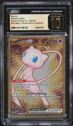 CGC 10 PRISTINE Mew Ex 205/165 Gold METAL 151 Ultra Premium PROMO Pokemon Card - Image 1