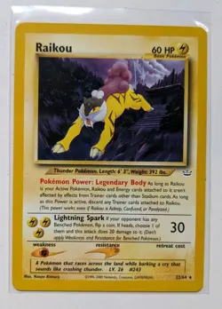 Pokemon TCG Raikou Neo Revelation Card 22/64 Unlimited Rare Non Holo Mint - Image 1
