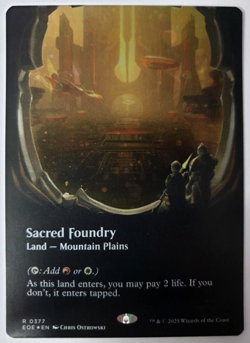 MTG Edge of Eternities - Sacred Foundry - GALAXY FOIL Borderless - Rare 0377 NM - Image 1