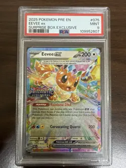 Pokemon TCG Eevee EX 75/131 Stamped Prismatic Evolutions Surprise Box PSA 9 Mint - Image 1