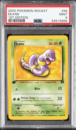 2000 POKEMON ROCKET 1ST ED #56 EKANS PSA 9 - Image 1
