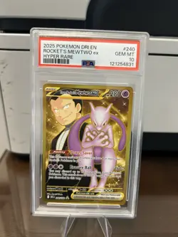 2025 POKEMON DRI EN-DESTINED RIVALS HYPER RARE TEAM ROCKET'S MEWTWO EX PSA 10 - Image 1