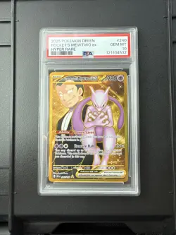 2025 POKEMON DRI EN-DESTINED RIVALS HYPER RARE TEAM ROCKET'S MEWTWO EX PSA 10 - Image 1
