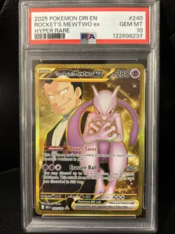 2025 POKEMON DRI EN-DESTINED RIVALS HYPER RARE TEAM ROCKET'S MEWTWO EX PSA 10 - Image 1