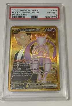 2025 POKEMON DRI EN-DESTINED RIVALS HYPER RARE TEAM ROCKET'S MEWTWO EX PSA 10 - Image 1