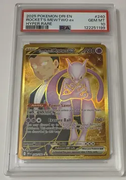 2025 POKEMON DRI EN-DESTINED RIVALS HYPER RARE TEAM ROCKET'S MEWTWO EX PSA 10 - Image 2