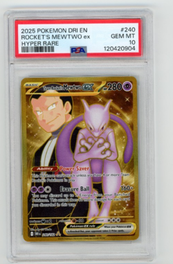 2025 POKEMON DRI EN-DESTINED RIVALS HYPER RARE TEAM ROCKET'S MEWTWO EX PSA 10 - Image 1