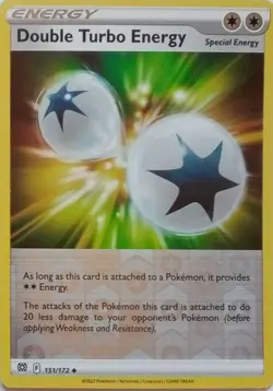 151/172 DOUBLE TURBO ENERGY REVERSE HOLO BRILLIANT STARS POKEMON CARD - Image 1