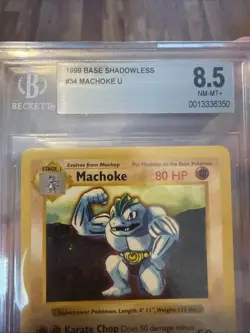 Machoke Base Set Shadowless Pokemon Card 34/102 - BGS 8.5 NM-MT+ - Guaranteed! - Image 3