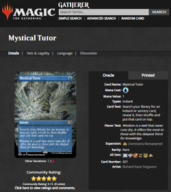 2023 MTG Magic the Gathering Dominaria Remastered Borderless #421 Mystical Tutor - Image 3
