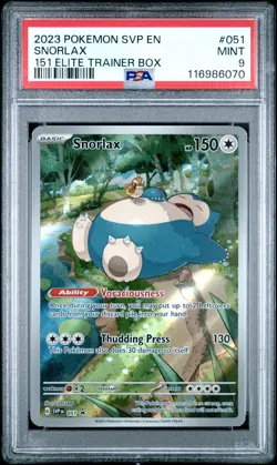 2023 POKEMON SVP EN-SV BLACK STAR PROMO 151 ELITE TRAINER BOX #051 SNORLAX PSA 9 - Image 1