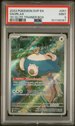 2023 POKEMON SVP EN-SV BLACK STAR PROMO 151 ELITE TRAINER BOX #051 SNORLAX PSA 9 - Image 1