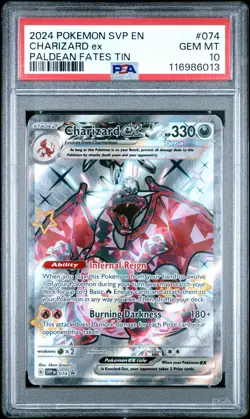 2024 POKEMON SVP EN-SV BLACK STAR PROMO PALDEAN FATES TIN CHARIZARD EX PSA 10 - Image 1