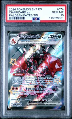 2024 POKEMON SVP EN-SV BLACK STAR PROMO PALDEAN FATES TIN CHARIZARD EX PSA 10 - Image 1
