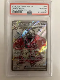 2024 Pokemon SVP EN-SV Black Star Promo Paldean Fates Tin Charizard EX PSA 10 - Image 1