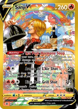 Sanji V Non Holo Pokemon Card VMAX EX GX ACG V Star custom - Image 1