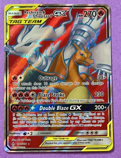 Reshiram & Charizard GX 2019 Pokemon Sun & Moon Unbroken Bonds FULL ART 191/214 - Image 1