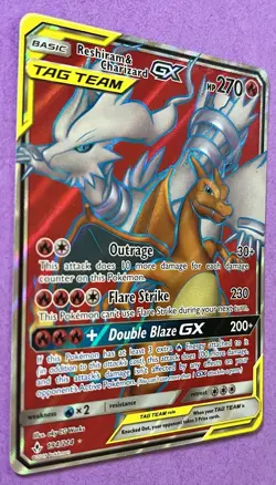Reshiram & Charizard GX 2019 Pokemon Sun & Moon Unbroken Bonds FULL ART 191/214 - Image 3