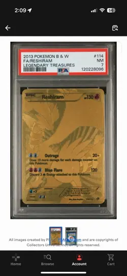 Pokemon TCG Reshiram 114/113 Legendary Treasures 2013 Secret Rare Full Art Card - Image 1