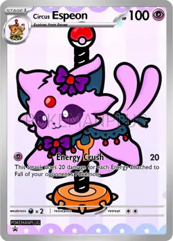 Espeon Circus Non Holo Pokemon Card VMAX EX GX ACG V Star custom - Image 1