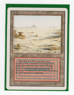 RARE Badlands Dual Land Card, LP/NM Magic the Gathering 3ED Revised Edition MTG - Image 1