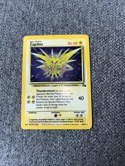 Pokemon TCG Zapdos Holo Rare Card 15/62 Fossil Base Set, Vintage 1999 LP WOTC - Image 1