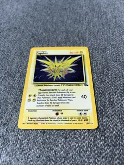 Pokemon TCG Zapdos Holo Rare Card 15/62 Fossil Base Set, Vintage 1999 LP WOTC - Image 2