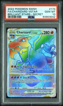 Pokemon TCG Charizard V Star 174/172 PSA 10 Graded Card Brilliant Stars Gem Mint - Image 1