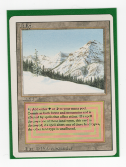 RARE "Taiga" Dual Land Card, LP/NM Magic the Gathering 3ED Revised Edition MTG - Image 1